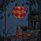 SOLVINDEN LED solar-powered pendant lamp, outdoor globe/pink dark pink, 30 cm