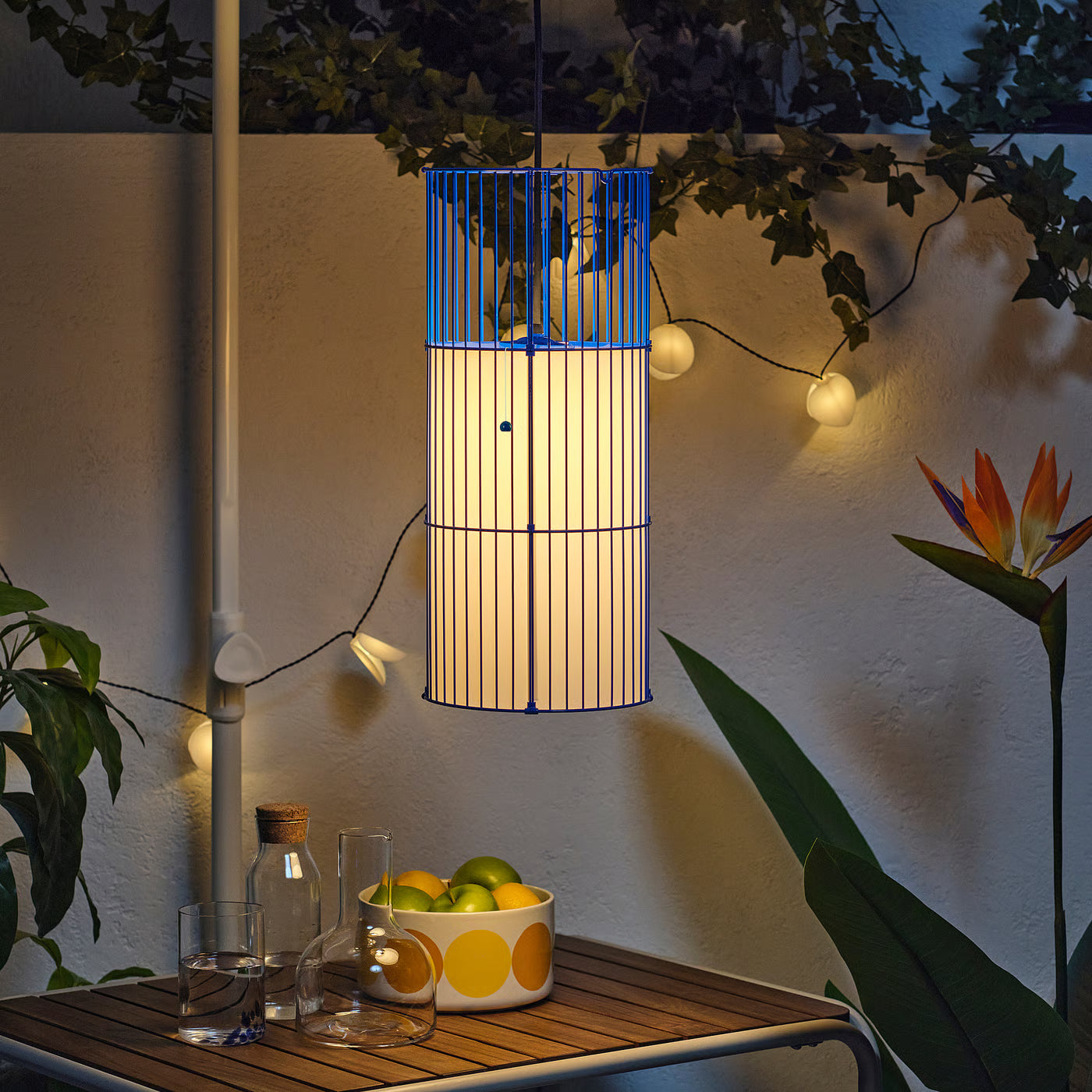 SOLVINDEN Pendant lamp, blue, 48 cm