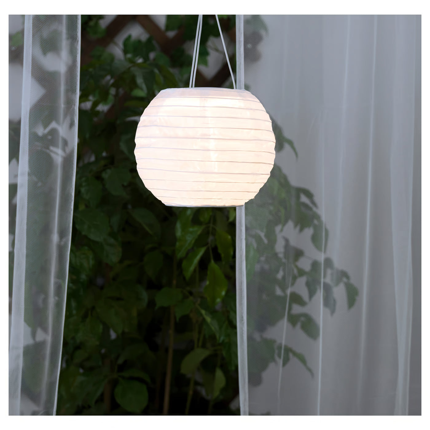 SOLVINDEN Pendant lamp, solar-powered white, 22 cm
