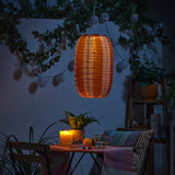 SOLVINDEN Pendant lamp, stripe pattern solar-powered/orange pink, 43 cm