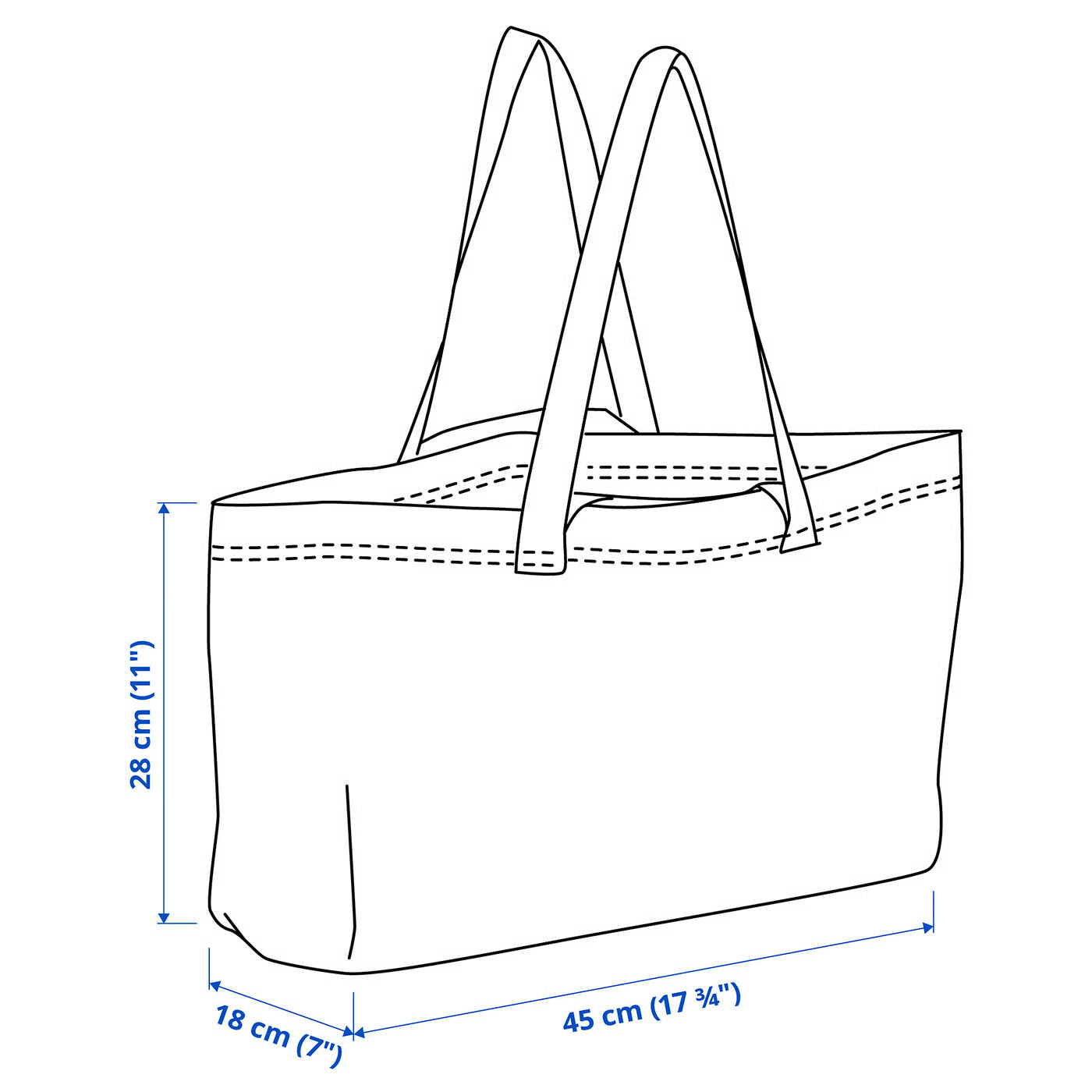 SPJUTSÖ Carrier bag, blue patterned, 18x45x28 cm/22 l