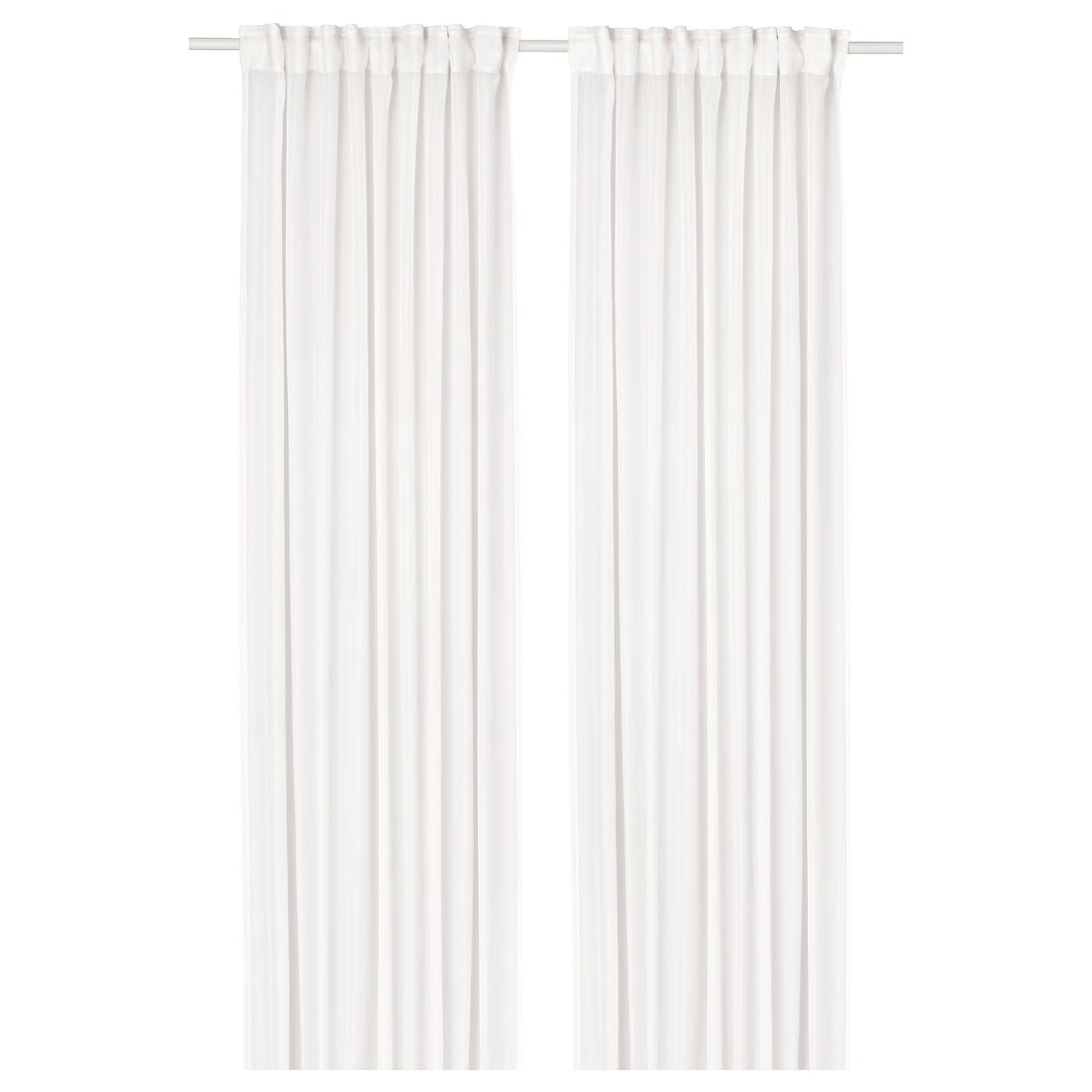 STENFRÖ Sheer curtains, 1 pair, white/with heading tape, 145x250 cm