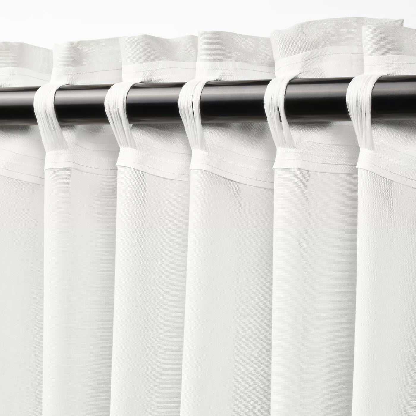 STENFRÖ Sheer curtains, 1 pair, white/with heading tape, 145x250 cm