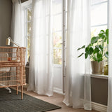 STENFRÖ Sheer curtains, 1 pair, white/with heading tape, 145x250 cm