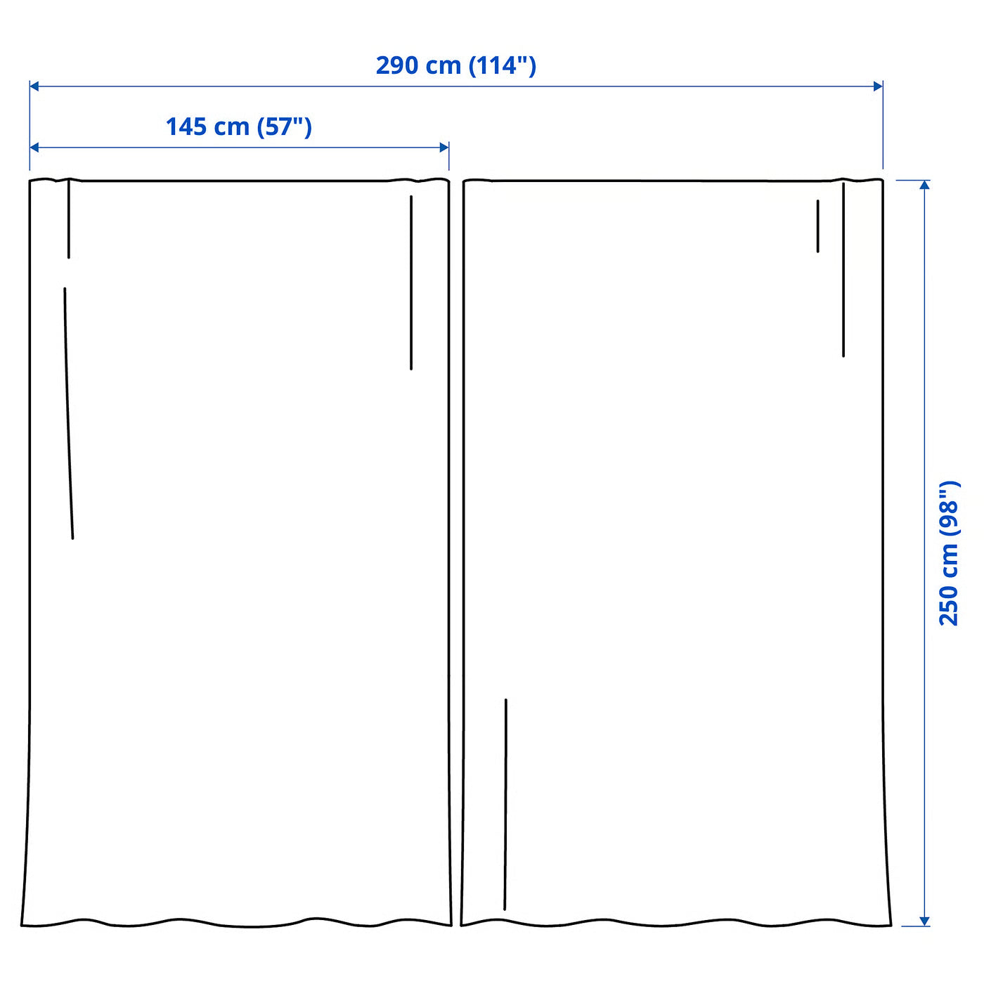 STENFRÖ Sheer curtains, 1 pair, white/with heading tape, 145x250 cm