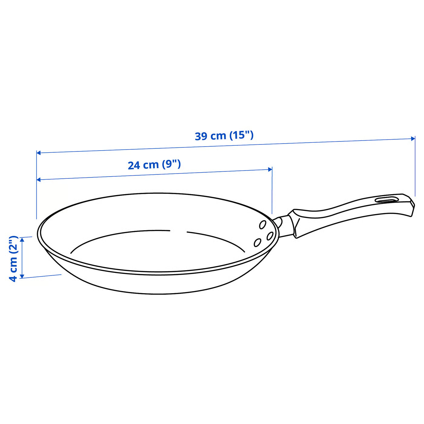 TAGGHAJ Frying pan, non-stick coating black, 24 cm