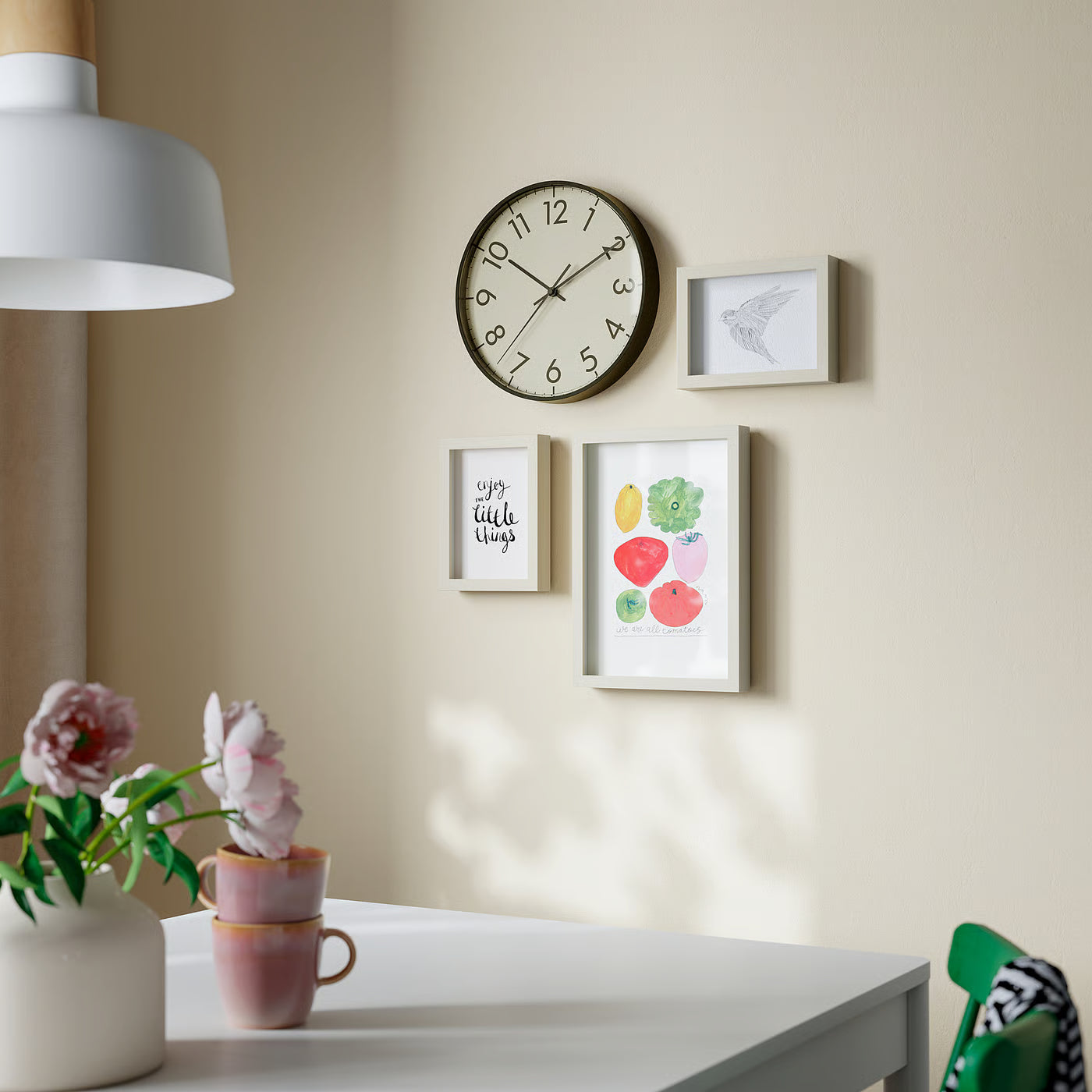 TALLSPARV Wall clock, black/beige, 28 cm