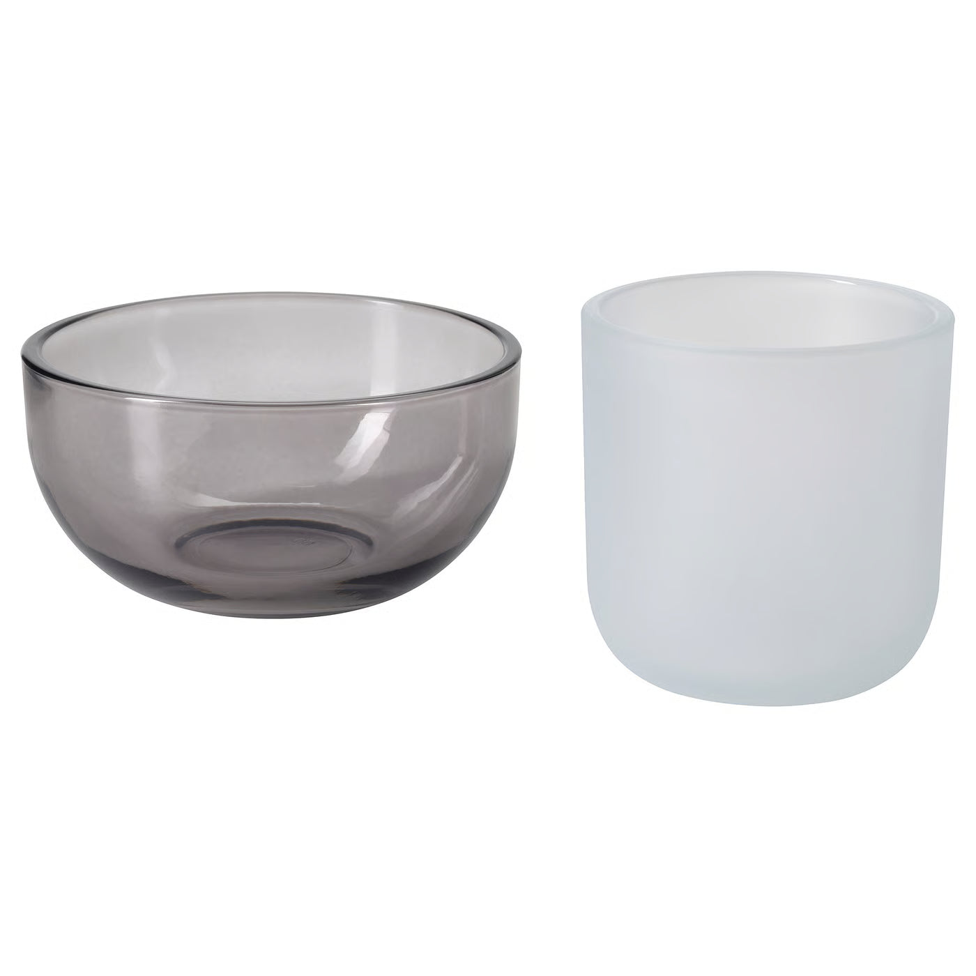 TALLTITA Tealight holder, set of 2, grey/frosted glass