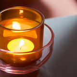TALLTITA Tealight holder, set of 2, pink/brown