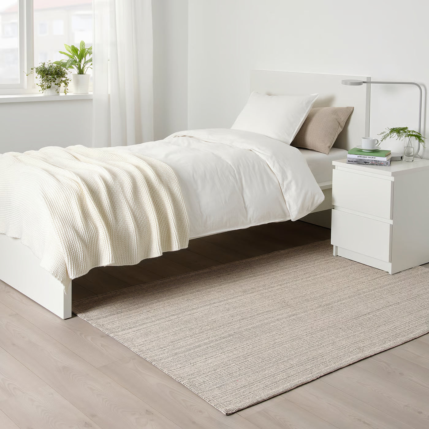 TIPHEDE Rug, flatwoven, natural/black, 120x180 cm