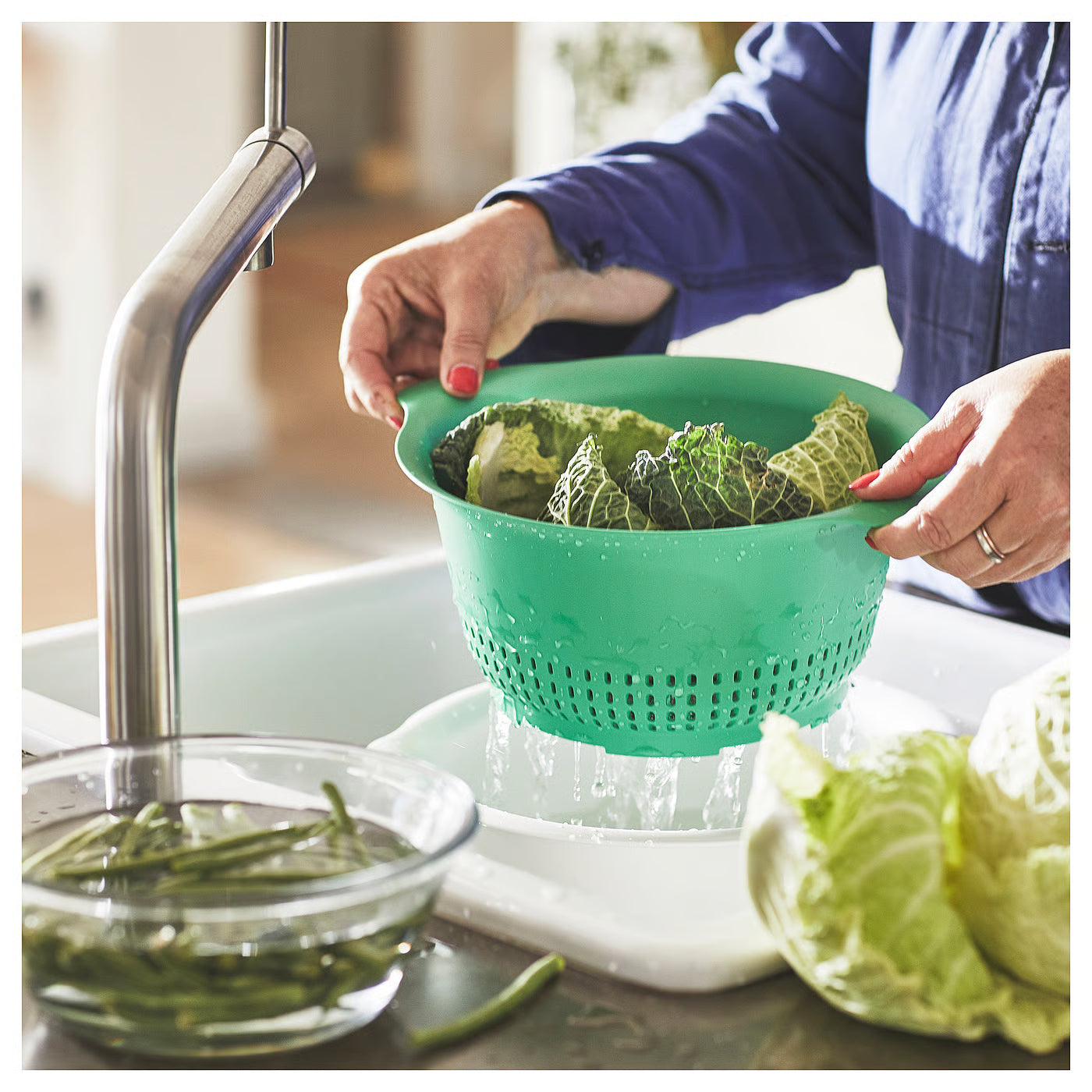 UPPFYLLD Colander, bright green, 24 cm