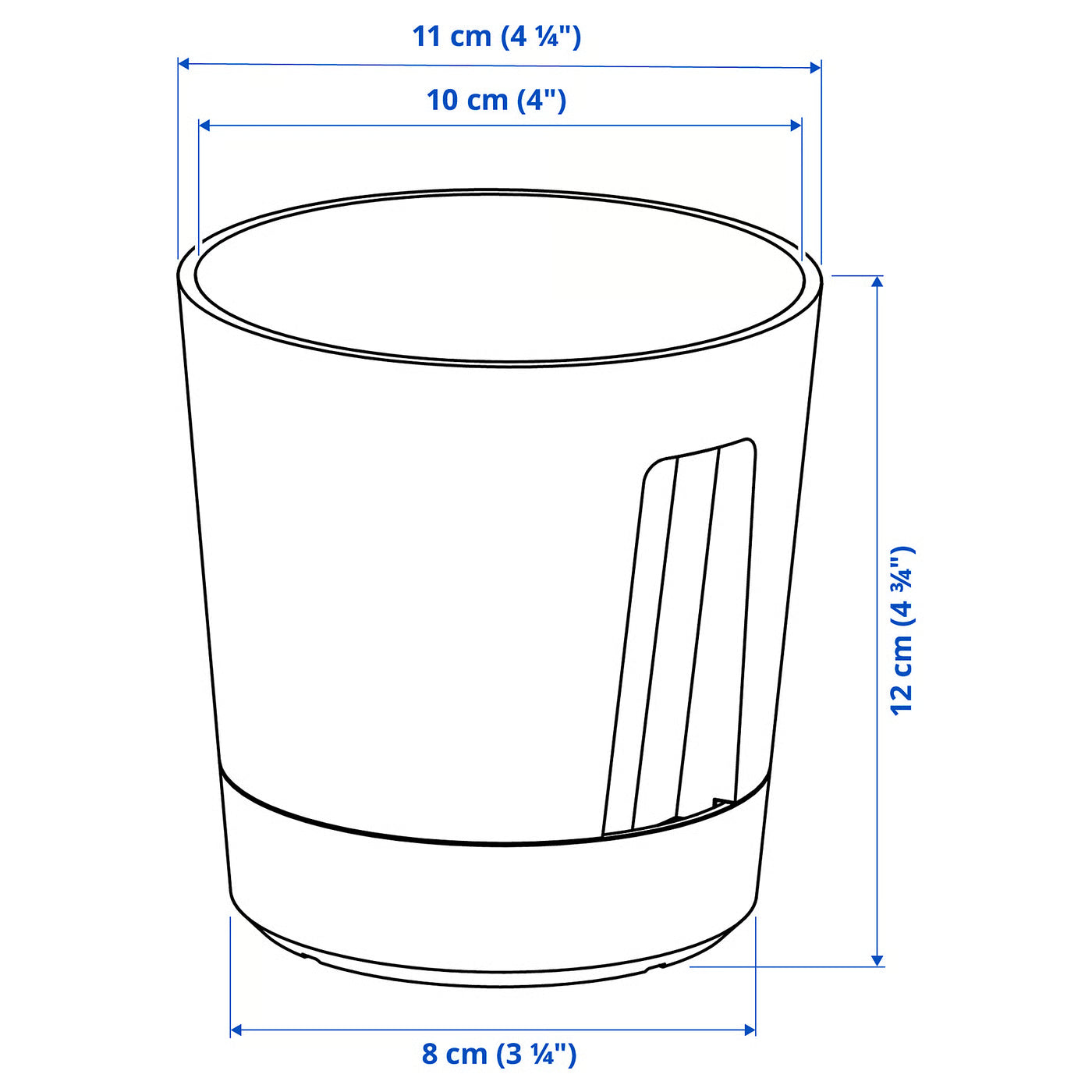 VÅRDTRÄD Self-watering plant pot, in/outdoor transparent/anthracite, 9 cm