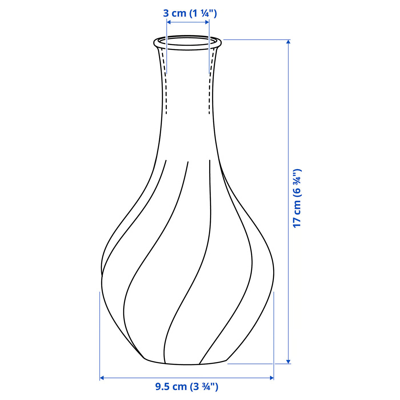 VILJESTARK Vase, clear glass, 17 cm