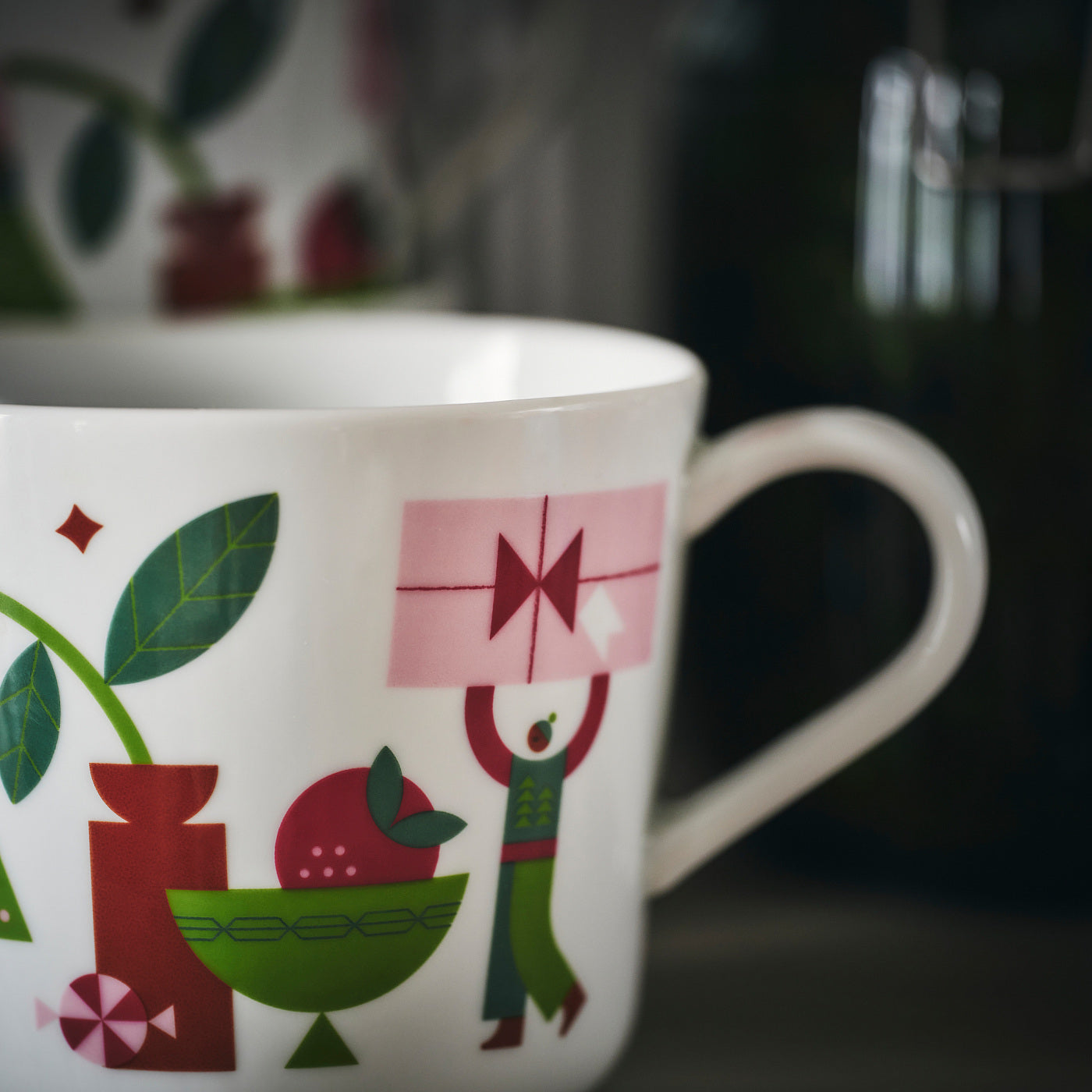 VINTERFINT mug, white/Christmas pattern, 36 cl