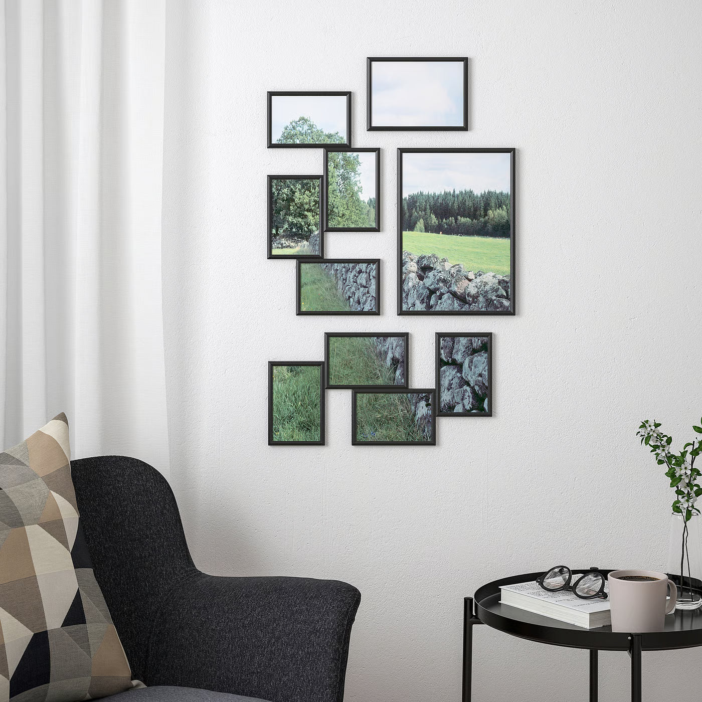 YLLEVAD Collage frame for 4 photos, black, 21x41 cm